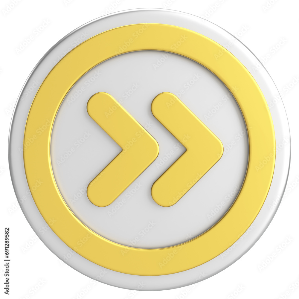 Next button. Continue button. 3D illustration. Next button. Continue button. 3D illustration.