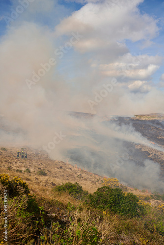 Irelands West on Achill Island. Bog fire.