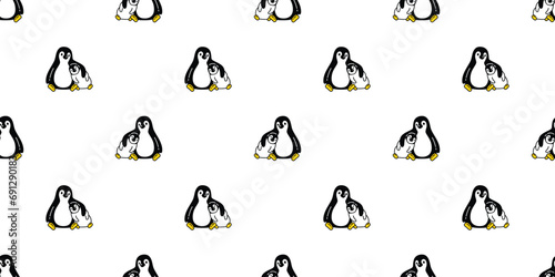 penguin seamless pattern sitting family bird baby hug kid cartoon doodle gift wrapping paper tile background repeat wallpaper illustration isolated design