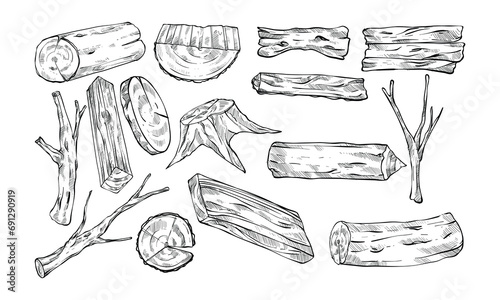wood handdrawn collection