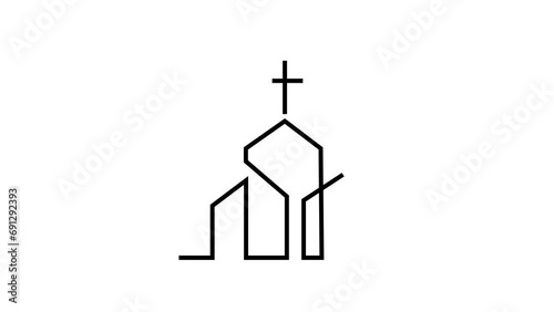 Church Line Animation logo icon design illustration
