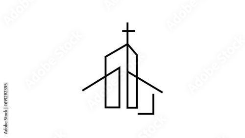 Church Line Animation logo icon design illustration
