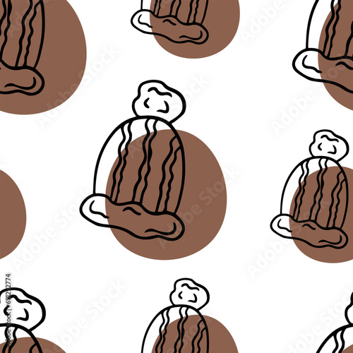 Seamless pattern Doodle knitted hat. Outerwear, accessory