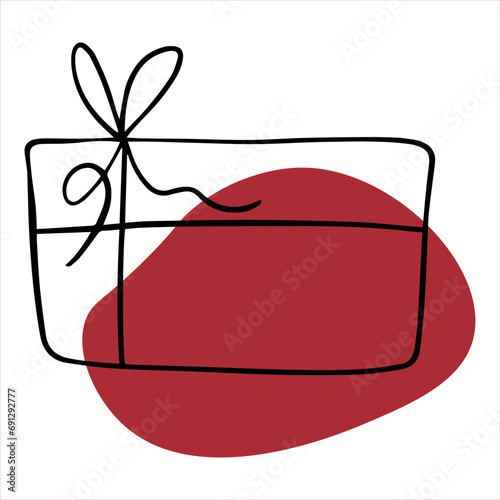 Doodle Christmas gift. Gift outline.