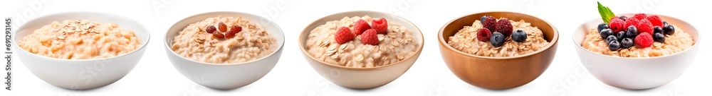a bowl of berry porridge, oatmeal. - obrazy, fototapety, plakaty 