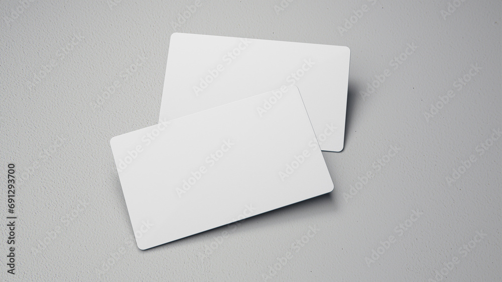 3D rendered Business card mock up with front and back. Empty mockup for Presentation on isolated Light Grey background
