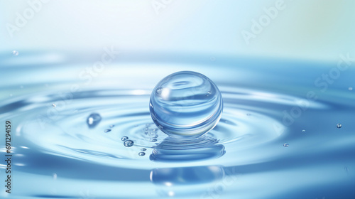 Close-up of Clear Cosmetic Moisturizer Bubble on Water Surface - Skincare and Beauty Treatment with Freshness and Transparency for Health and Wellness.