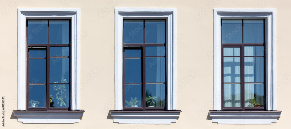 Windows in a multi-story building as a background
