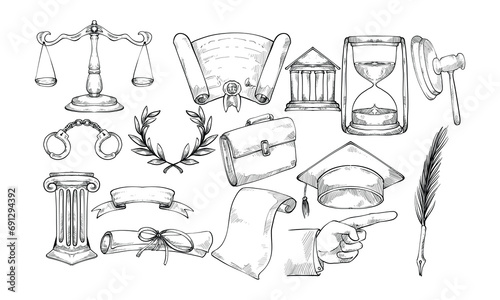 court institution handdrawn collection