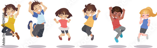 ジャンプする子供たちのイラスト