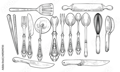 cutlery handdrawn collection