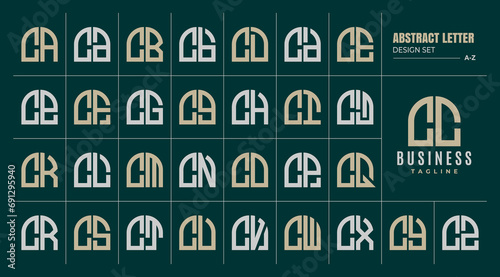 Curve line abstract shape letter C CC logo design set