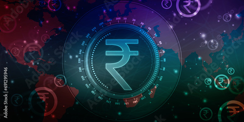 Indian Rupee symbol on financial Background, Growth of Indian stock market, Abstract finance background, Stock market Concept background