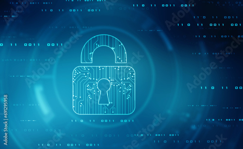 Cyber Security and safety information, personal data concept. Digital Padlocks on abstract technology background, Technology security concept. Modern safety digital background. Protection system