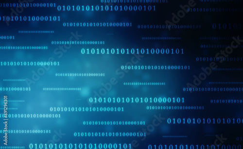 Binary Code Background, Digital Abstract technology background, flowing number one and zero text in binary code format in technology background. Internet Big data Concept 