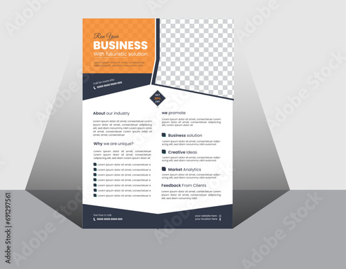 corporate business flyer design template with creative shapes