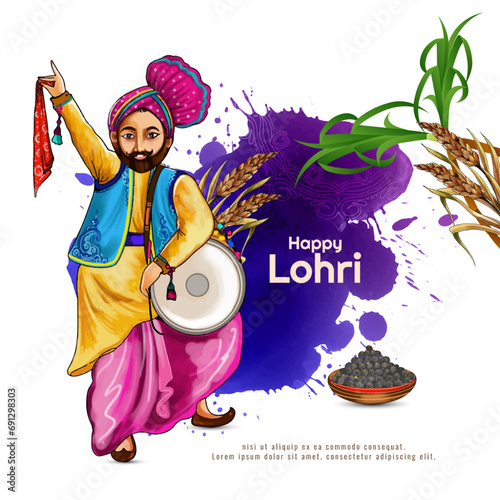 Happy Lohri indian punjabi festival background design