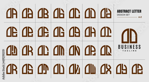 Set of geometric curve abstract shape letter O OO logo, number 0 00 design