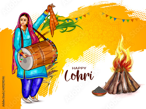 Happy Lohri indian traditional punjabi festival background design