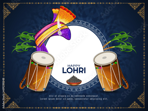 Happy Lohri harvest festival celebration background design