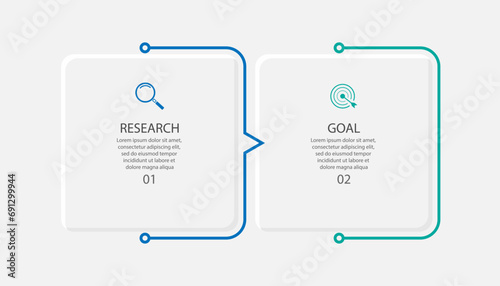 business infographic template 2 options or steps. thin line design with icons, text, number. used for process diagrams, workflow layouts, flowcharts, infographics, 
and your presentations