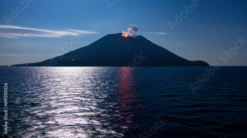 Photos Photo of the Volcano Stromboli erupting as we sailed past on a cruise ship at night