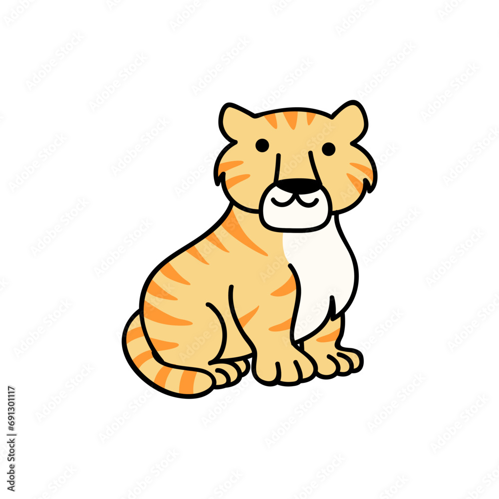 Obraz premium hand drawn cartoon cute animal tiger