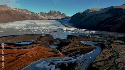 Scenic View Of Glacier Skaftafellsjokull In South Iceland - Drone Shot photo