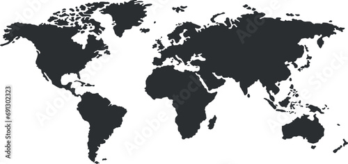 Grey blank world map.