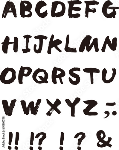 筆で書いたアルファベットの大文字素材セット