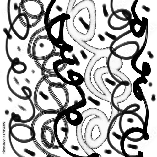 Scribble pattern, abstract doodles, black and white background
