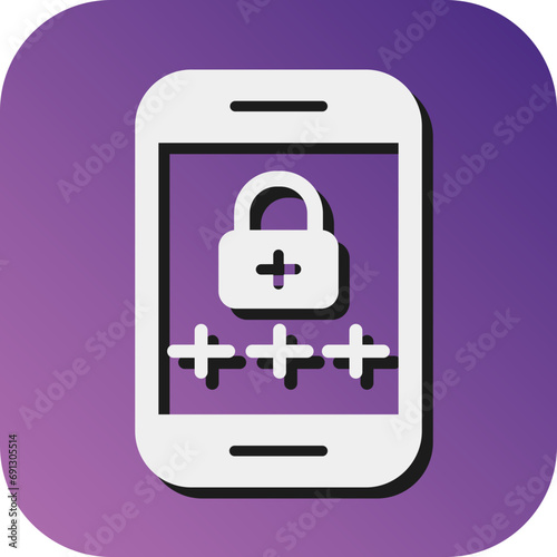 Pin Number Vector Glyph Gradient Background Icon Design
