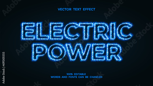 blue electric power editable text effect