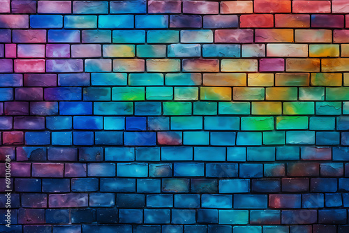 multicolored rainbow brick wall or stone blocks texture