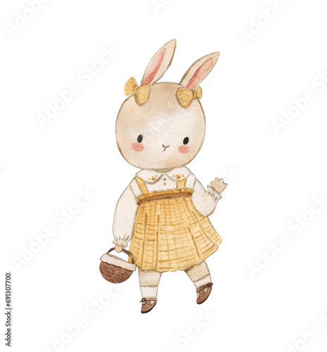 Watercolor bunny illustration for kids