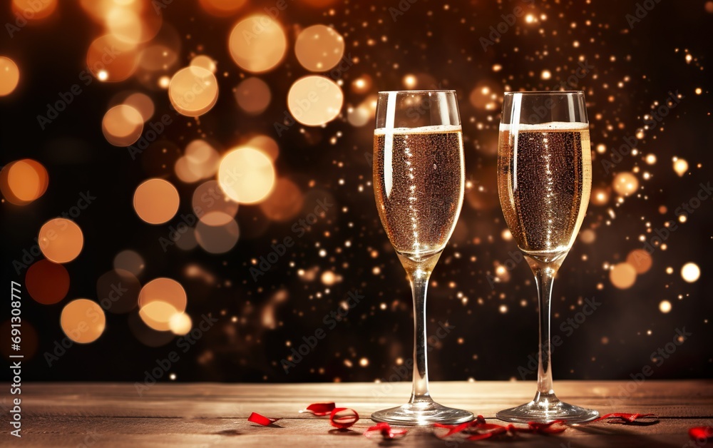 Valentines day background with champagne