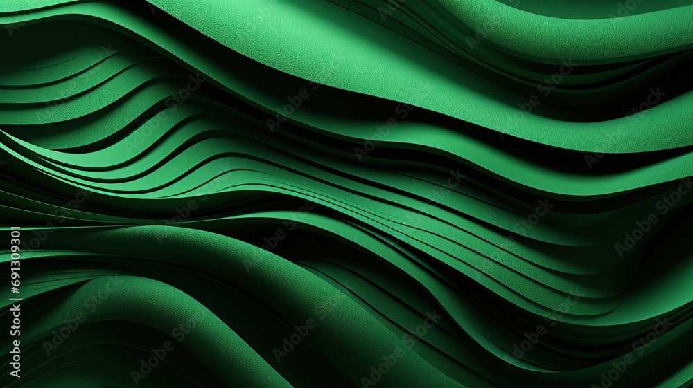 Obraz premium horizontal abstract green waves background AI generated