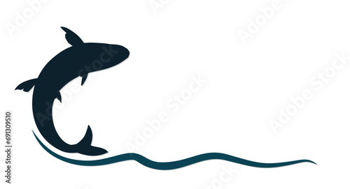 The fish symbol with blue wave.