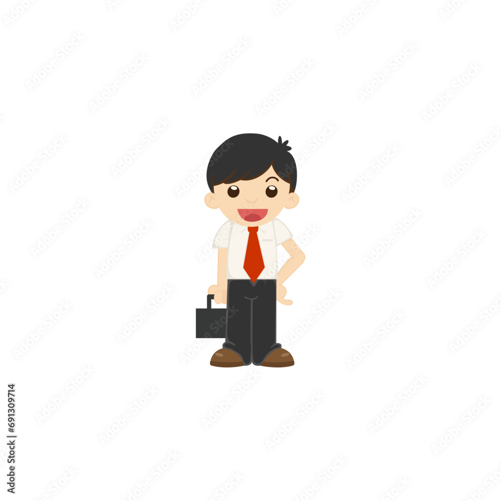 set of cute poses of office workers businessman