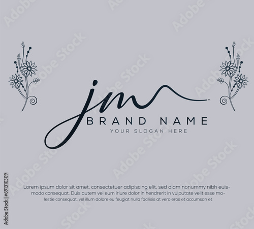 JM initial letter handwriting and signature logo