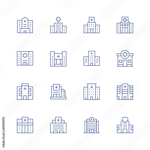 Hospital line icon set on transparent background with editable stroke. Containing hospital, clinic, medical, doctor, care, health.