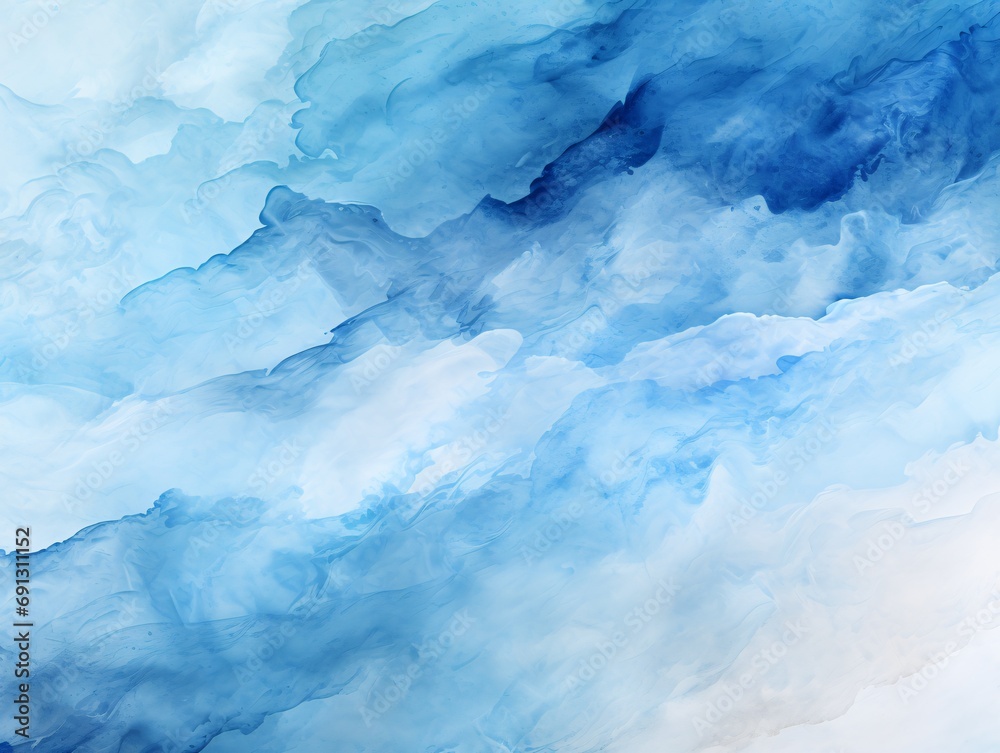Blue watercolor paint wall background.