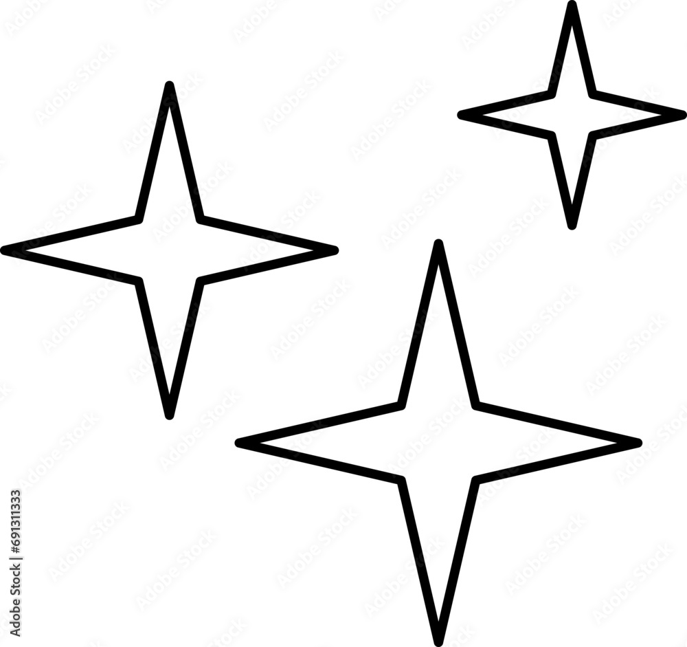 Stars line icons set. Rank, quality, shining sparkle, magic, favorite, logo, bright firework, falling, fantasy vector illustration.