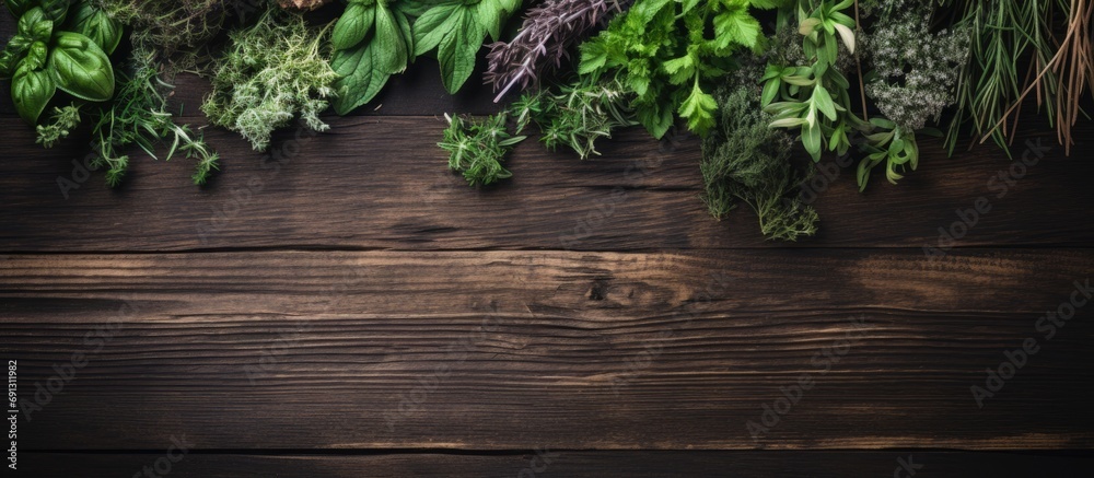 Herbs on wood Herbs on wood