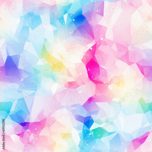 Seamless pattern. Pastel-colored geometric abstract with a low poly design and bokeh light effects.