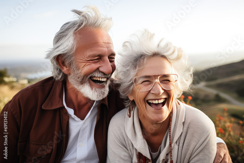 elderly people standing together having fun