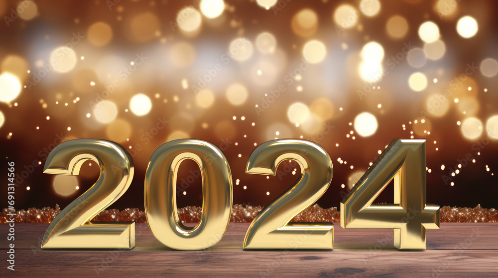 2024 new year background, 3d 2024 in gold 2024 new year background, 3d 2024 in gold