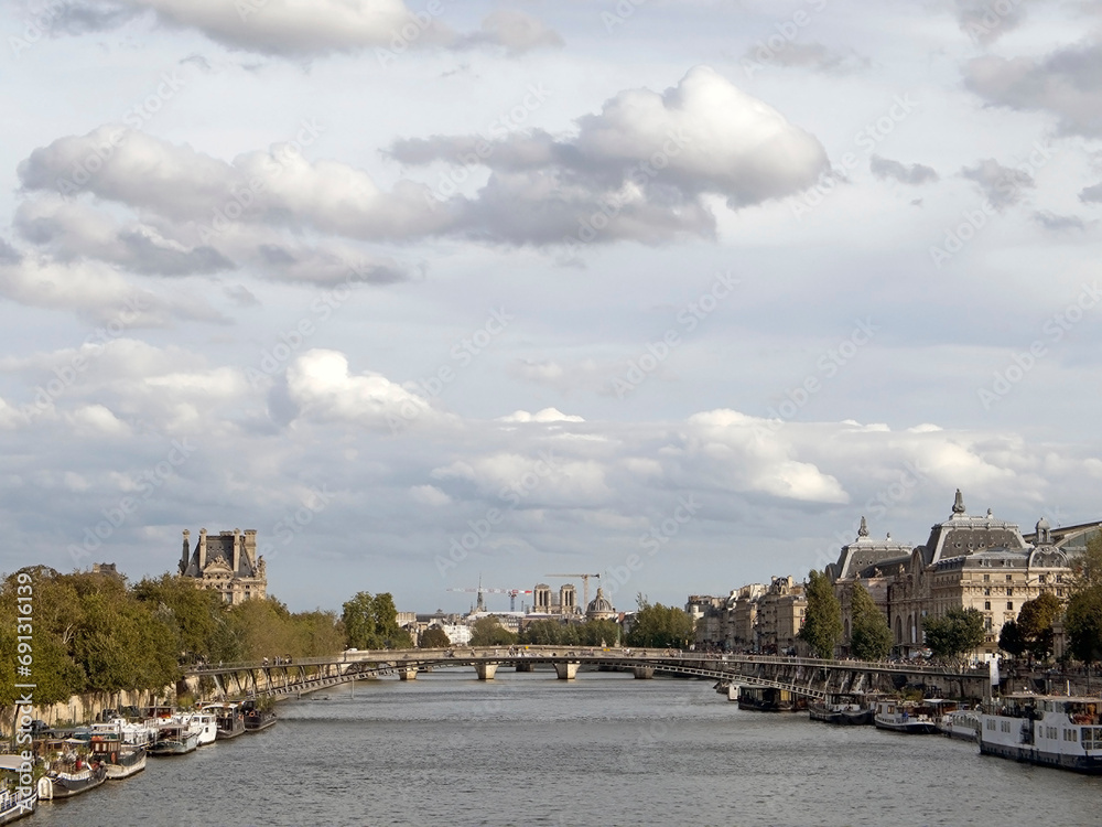 Cityscape along the Seine in Paris, France