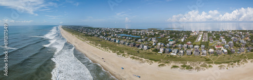 USA beach town, Outer Banks in the summer with Blue sky east coast 