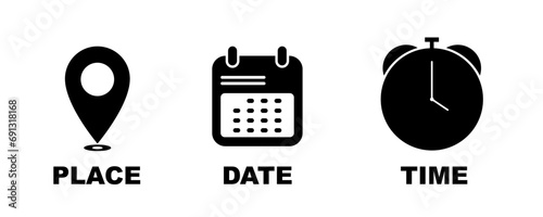 Place, Date, and Time icon symbol, vector icon design for business